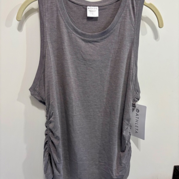 Athleta With Ease Cinch Tank Flagstone Grey Heather-size L - Picture 2 of 4